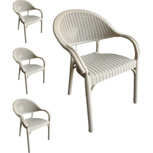 Plastik Sandalye Bambu Rattan Bahçe Teras Balkon Mutfak Sandalyesi