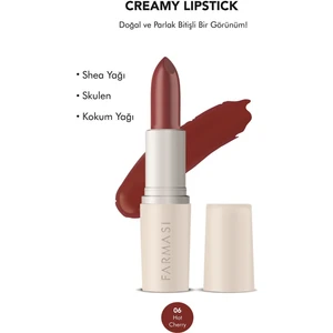 Dudak Ruj 06 Hot Cherry 4 gr Kremsi Formül ile Doğal Görünüm Sunar