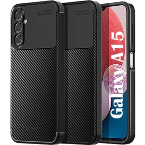 M.TK Moveteck Samsung Galaxy A15 Kılıf Kamera Korumalı Karbon Desenli Görünümlü Uzun Ömürlü Renk Atmaz Silikon Armor Fit Desing Negro