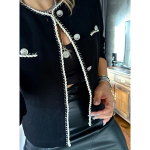 Tane Tasarım Burgu Ip Biyeli Hırka Siyah