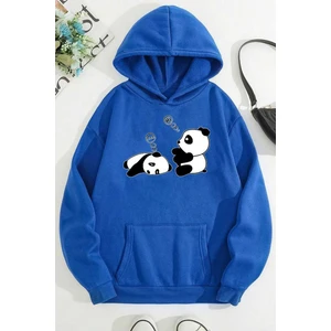 Unisex Uykucu Panda Baskılı Sweatshirt