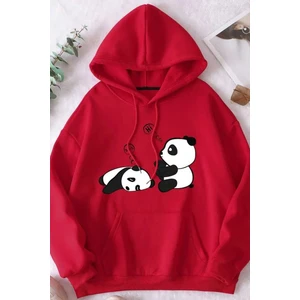 Unisex Uykucu Panda Baskılı Sweatshirt