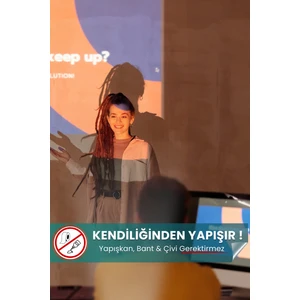 Projeksiyon Perdesi, 100X150 Cm, Duvar Sineması, Sunum Perdesi, Yapışkansız, Statik Akıllı Perde