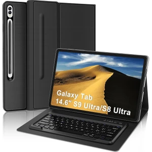 Samsung Tab S9 Ultra SM-X910 14.6 Inç Uyumlu Bluetooth Türkçe Q Klavyeli Kılıfı (Tablet Değildir)