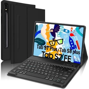 Samsung Tab S7 Fe  12.4 Inç Uymlu Bluetooth Türkçe Q Klavyeli Kılıfı (Tablet Değildir) Kapak