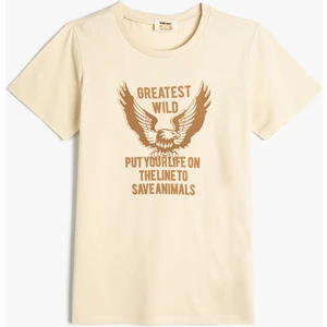 Kartal Tişört Kabartma Baskılı Kısa Kollu Bisiklet Yaka Pamuklu