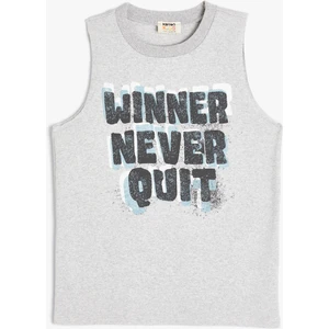 Atlet Slogan Baskılı Bisiklet Yaka