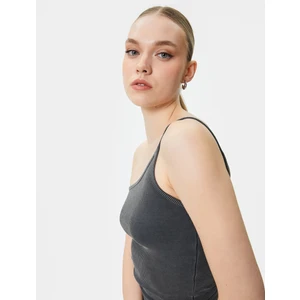 Tek Omuz Atlet Slim Fit Soluk Efektli Kolsuz