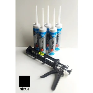 Glax Tools 5 Adet Siyah Silikonize Mastik / Çekomastik (5X500 Gr.) + Silikon Tabancası