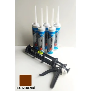 5 Adet Kahverengi Silikonize Mastik / Çekomastik (5X500 Gr.) + Silikon Tabancas