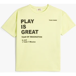 T-Shirt Slogan Baskılı Kısa Kollu Bisiklet Yaka Pamuklu