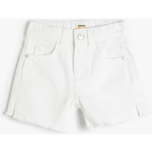 Kot Şort Yırtmaç Detaylı Cepli Pamuklu
