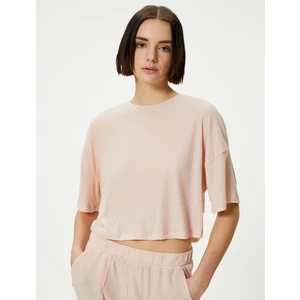 Pijama Üstü Tişört Kısa Kollu Bisiklet Yaka Modal