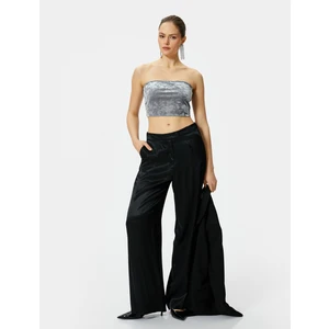 Straplez Kadife Üst Crop