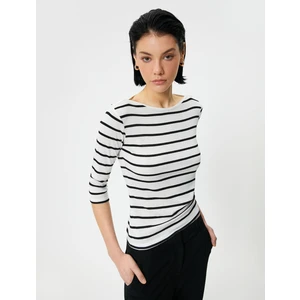 Kayık Yaka T-Shirt Yarım Kollu Standart Kesim