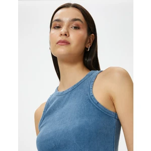 Fitilli Atlet Halter Yaka Basic Soluk Efektli