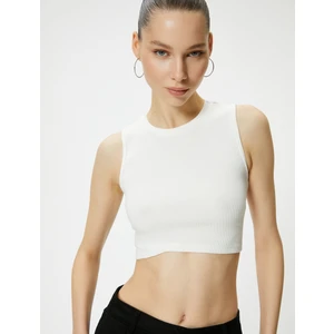 Basic Crop Atlet Baskılı Bisiklet  Yaka Pamuklu