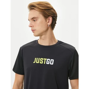 Spor T-Shirt Slogan Baskılı Bisiklet Yaka Kısa Kollu