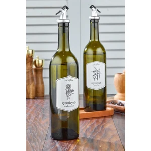 Fbz Home Ahşap Stantlı Amber 2'li 750 ml Zeytinyağı Sıvıyağ Şişesi Yağdanlık Yağlık 750 ml