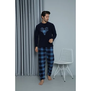 Erkek Desenli  Polar Pijama Takımı Kareli Takım Tampap 35003