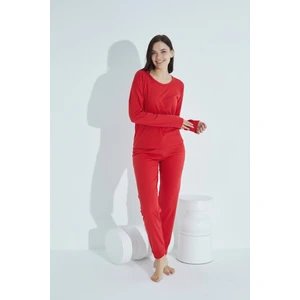 Kadın Desenli Pijama Takımı Bisiklet Yaka Elitol 960