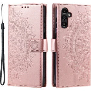 Seashell Digital Samsung Galaxy A25 5g Pu Deri Stand Strap-Rose Altın ile Baskılı Çiçek Cüzdan Telefon Telefon Kılıfı (Yurt Dışından)