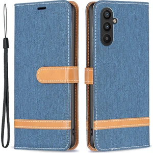 Seashell Digital Samsung Galaxy A25 Için 5g Telefon Deri Kot Cezası Cüzdan Stand-Navy Blue ile Telefon Kılıfı (Yurt Dışından)