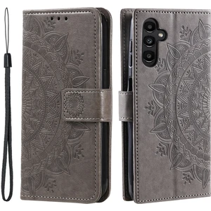 Seashell Digital Samsung Galaxy A25 Için 5g Pu Deri Stand Strap-Grey ile Baskılı Çiçek Cüzdan Telefon Kılıfı (Yurt Dışından)