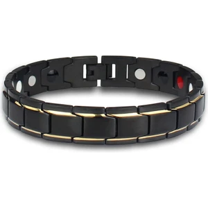 Qiuhong Shop Altın ​​siyah 2022 Terapötik Enerji Şifa Bilezik Titanyum Çelik Manyetik Terapi Bileklik Bileklik TY66 (Yurt Dışından)