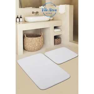 Vila Nova Home (80X50-50X40) 2'li Beyaz Peluş Post Yumuşak Yıkanabilir Banyo Halısı Klozet Takımı