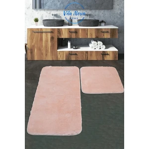 Vila Nova Home (75X120-75X50) 2'li Pudra Peluş Post Yumuşak Yıkanabilir Banyo Halısı Klozet Takımı