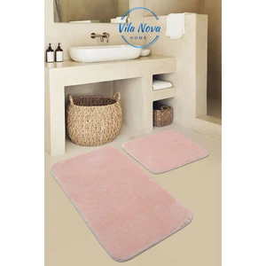 Vila Nova Home (80 x 50 cm - 50 x 40 cm) 2'li Pudra Peluş Post Yumuşak Yıkanabilir Banyo Halısı Klozet Takımı