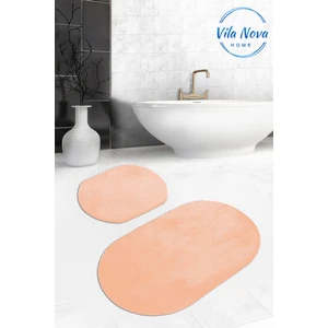 Vila Nova Home 2'li Pudra Oval Düz Renk Peluş Post Yumuşak Yıkanabilir Banyo Halısı Klozet TAKIMI(100 x 60 cm - 60 x 50 cm)