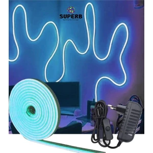 Sb-6503 2.5 Metre Neon LED Buz Mavisi Aç Kapa Butonlu Adaptörlü Şerit LED