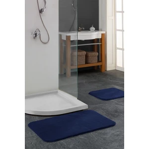 Banyo Paspas Takımı 2li Kaydırmaz Tabanlı Peluş Dokuma Doly Lacivert