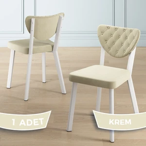 Alse Serisi 1 Adet Mutfak Sandalyesi Beyaz Metal Iskeletli 1. Sınıf Babyface Kumaş