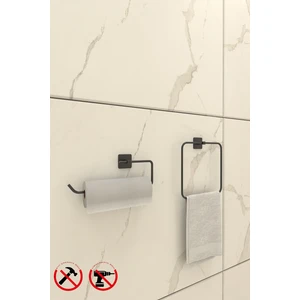 Alper Banyo Jasmin Siyah Kare - Kare Havluluk ve Kare Solo Havluluk Banyo Aksesuar Seti