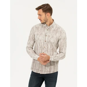 Pierre Cardin Erkek Bej Slim Fit Uzun Kollu Gömlek 50259466-VR011