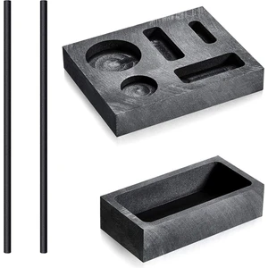 4pcs Grafit Külçe Kalıp Seti, 5'i 1 Arada Grafit Döküm Kalıbı, 1 kg Pota Kalıbı, Eritme Için 2 Grafit Karıştırma Çubuğu (Yurt Dışından)