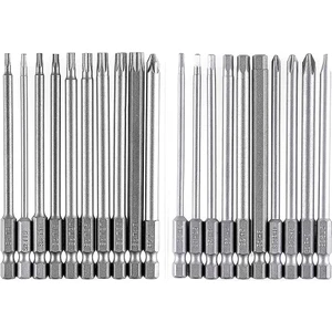 Uzun Uç Seti, Manyetik Uç Seti 20 Adet 100MM, Torx Bit T8-T40, Altıgen Uç H2-H6, Ph1 Ph2, Pz2, Oluklu Uç, 1/4 Inç Altıgen (Yurt Dışından)