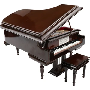 Minyatür Kuyruklu Piyano Model Seti Müzik Aleti Sandalye Ile, Ev Ofis Dekorasyonu Için (Müziksiz) 14X11X13CM (Yurt Dışından)