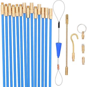 20 Feet Fiberglas Balık Bant Kablo Çubukları, Şeffaf Tüpte Kanca ve Delik Kiti ile Elektrik Teli Çalışan Itme/çekme Kiti (Yurt Dışından)