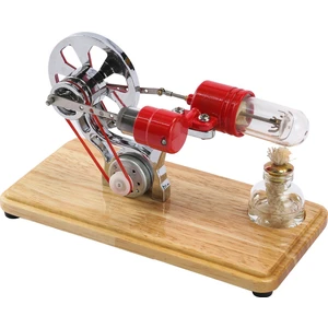 Stirling Motor Kiti Elektrik Jeneratörü Sıcak Hava Motoru Modeli Jeneratör Modeli LED Işıklı Volan Ahşap Taban (Yurt Dışından)