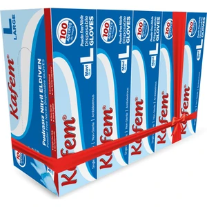Mavi Nitril Eldiven Pudrasız L 100'lü x 5 Paket