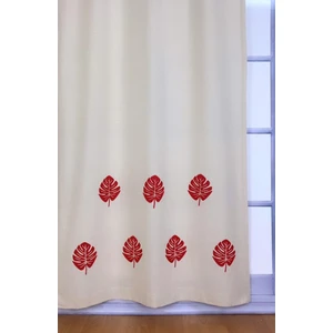 Pamuk İdea Deve Tabanı Çiçeği Baskılı %100 Pamuklu Sade Düz Keten + Tahta Baskı Güneşlik Buldan Perdesi