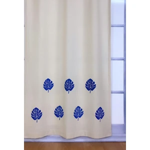 Pamukidea Deve Tabanı Çiçeği Baskılı %100 Pamuklu Sade Düz Keten + Tahta Baskı Güneşlik Buldan Perdesi