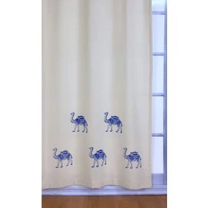 Pamuk İdea Deve Baskılı %100 Pamuklu Sade Düz Keten + Tahta Baskı Güneşlik Buldan - Bodrum Perdesi