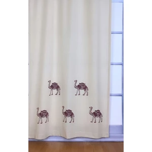 Pamukidea Deve Baskılı %100 Pamuklu Sade Düz Keten + Tahta Baskı Güneşlik Buldan - Bodrum Perdesi