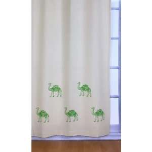 Pamukidea Deve Baskılı %100 Pamuklu Sade Düz Keten + Tahta Baskı Güneşlik Buldan - Bodrum Perdesi