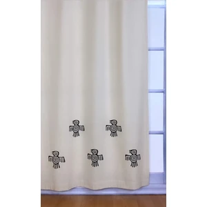 Pamuk İdea Pagan Kuşu Baskılı %100 Pamuklu Düz Keten + Tokat Taş Tahta Baskı Güneşlik Buldan Bodrum Perdesi